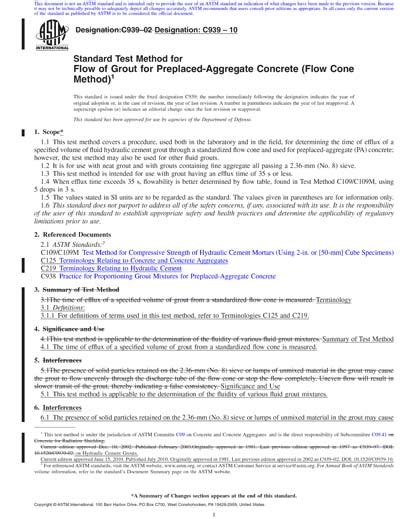 Astm C Standard Test Method For Flow Of Grout For Preplaced Hot Sex