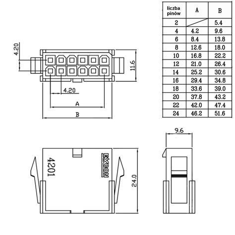 Gniazdo Typu Mini Fit Pin E Connectors