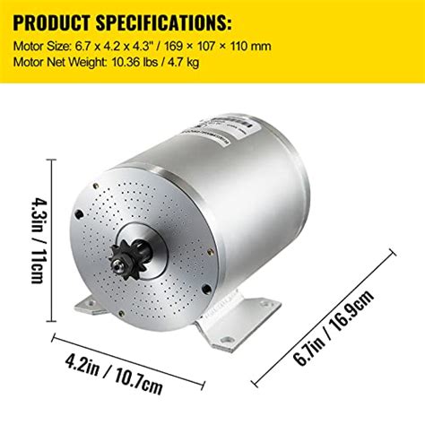 BestEquip Electric DC Motor 2KW 48V Brushless Motor Kit 4300rpm High