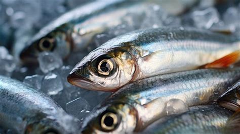 Sardines Fish On Ice In The Market Sardine Fish Stock Illustration