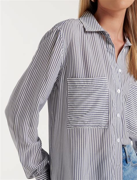 Adara Stripe Shirt Brighter Blue Stripe Forever New