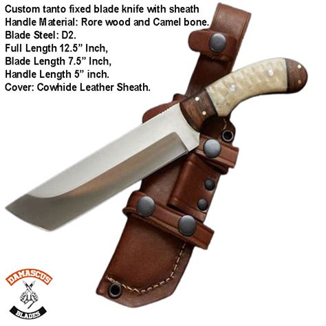 Custom tanto fixed blade | Ultra Sharp D2 Steel Hunting Knife 2024