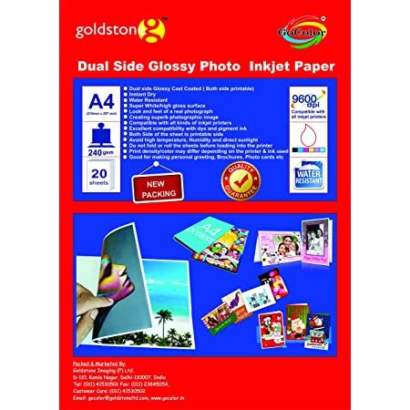 Gocolor Dual Side Printable Inkjet High Glossy Photo Paper A