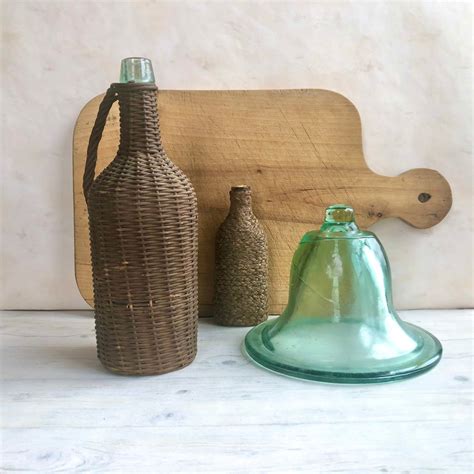 Vintage Demijohn Pale Blue Bottle With Handle Wrapped In Etsy