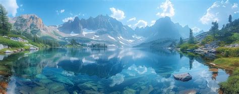 Premium Photo | A Pristine Alpine Lake Nestled Between Wallpaper