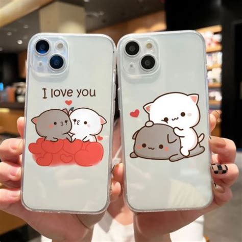 Jual Casing Ponsel Tpu Transparan Motif Kartun Mochi Peach Goma Cat