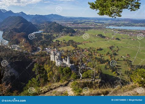 Panorama Neuschwanstein Castle and Forggensee, Bavaria, Germany Stock ...