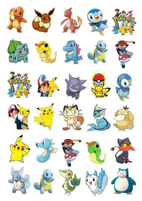 30 Pokemon Stand Up Cupcake Fairy Cake Toppers Edible Wafer Paper