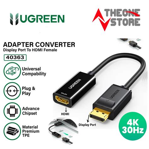 Ugreen Converter Displayport Dp Male To Hdmi Female 4k 1080p Shopee Malaysia