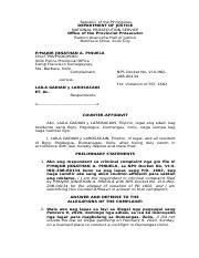 Counter Affidavit Docx Republic Of The Philippines Department Of