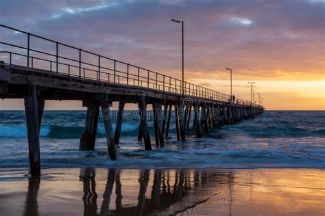 Sunset Over the Jetty at Port Noarlunga South Australia on 12th Stock ...