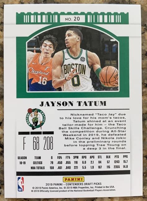 Panini Contenders Draft Picks Season Ticket Jayson Tatum