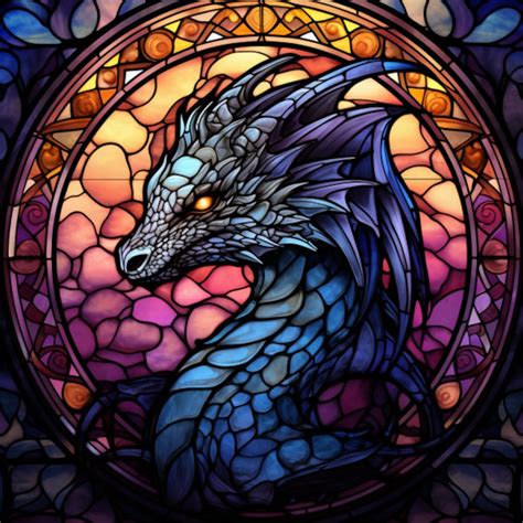 Stained Glass Dragons Window Cling Dragons Faux Stained Glass Window Film Dragons Window Sticker