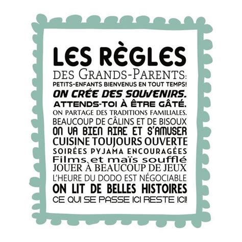 WALL IMPACT Sticker adhésif mural Regles Grands Parents 30 x 35 Cm