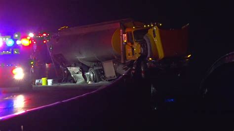 Loop 12 Closes In West Dallas After Fuel Tanker Crashes Hangs Off