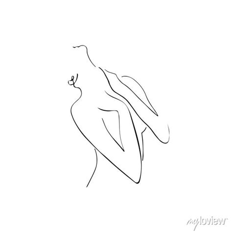 Nude Woman Face Abstract Silhouette Continuous Line Drawing Posters