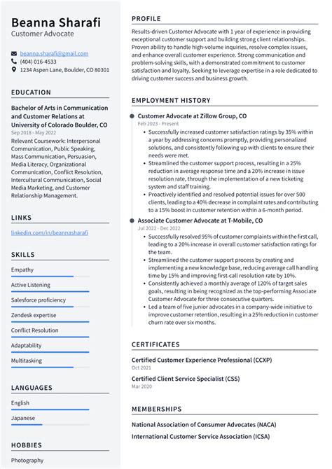 Customer Advocate Resume Examples and Templates | ResumeCat