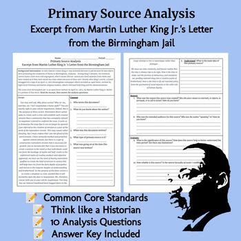 Letter From Birmingham Jail Primary Source Analysis TPT