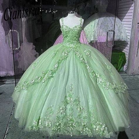 Sage Quinceanera Dresses D Flowers Ruching Sweet Princess Party