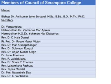 Council of Serampore College – SENATE OF SERAMPORE COLLEGE