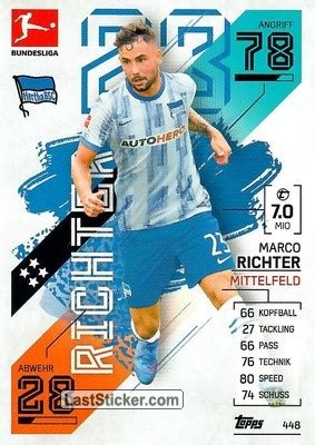 Card 448 Marco Richter Topps German Fussball Bundesliga 2021 2022