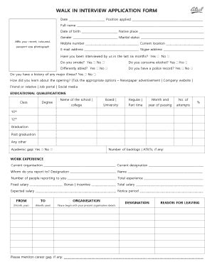 Interview Application Form Fill Online Printable Fillable Blank