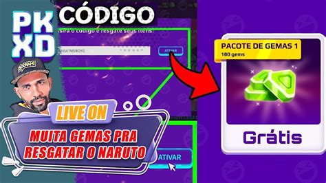 PK XD CÓDIGO DE GEMAS GRÁTIS PRA RESGATAR O NARUTO AGORA AO VIVO LIVE