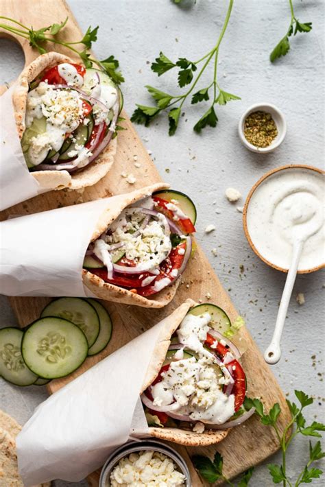 Easy Minute Veggie Greek Pita Sandwiches