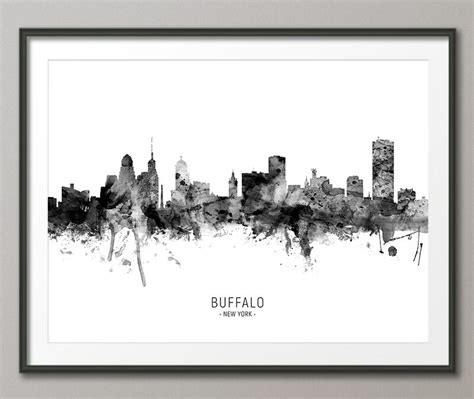 Buffalo Skyline Buffalo New York Cityscape Art Print Poster | Etsy