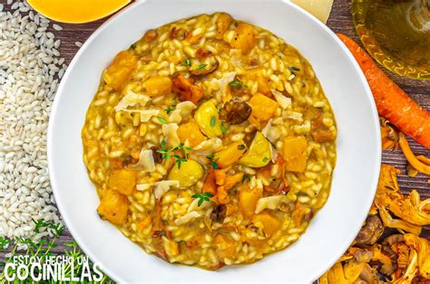 Receta de risotto de calabaza setas y castañas