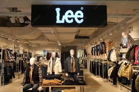 Shanghai,China-Jan.2nd 2022: Lee clothing store and brand sign. fashion ...