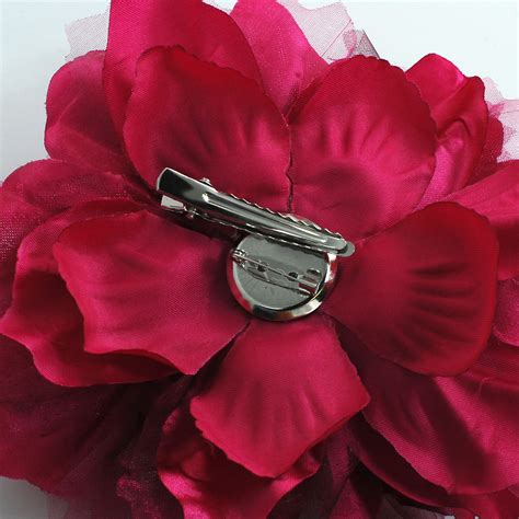 Large Burgundy Fabric Flower Pin