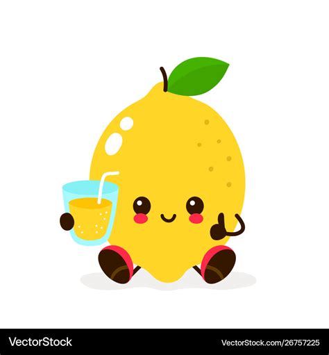 Cute kawaii smiling happy lemon Royalty Free Vector Image