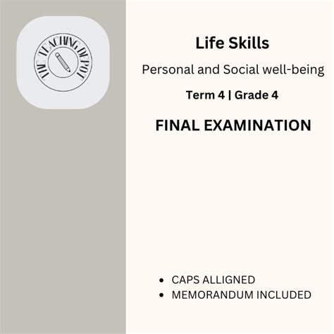 Life Skills Term 4 Grade 4 Personal And Social Well Being Examination