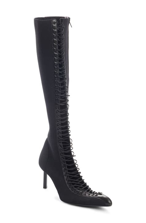 Buy Givenchy Show Lace Up Knee High Boot 001 Black At 80 Off