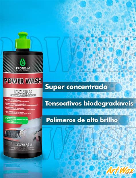 Shampoo Power Wash Concentrado 1 500 Protelim 1 5L Brilho e Segurança