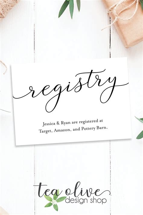 Registry Card Insert / Baby Shower Gift Registry Card / - Etsy | Wedding registry cards, Wedding ...