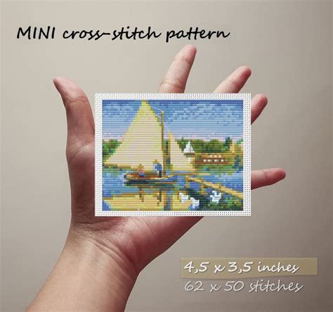 Monet Mini Cross Stitch Pattern Claude Monet Painting Boaters At