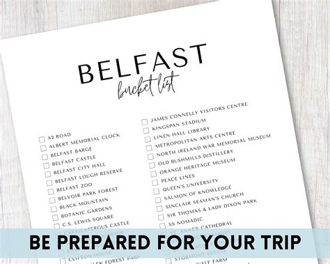 Belfast Northern Ireland Bucket List Printable Travel Bucket List