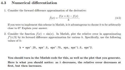 Solved 4 3 Numerical Differentiation 1 Consider The Forward