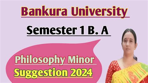 Philosophy Minor Suggestion 2024 Bankura University B A Semester 1