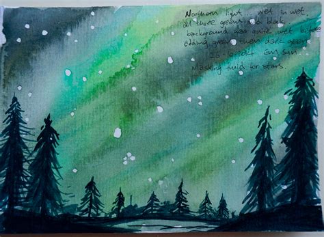 Aurora Borealis Watercolor at PaintingValley.com | Explore collection ...