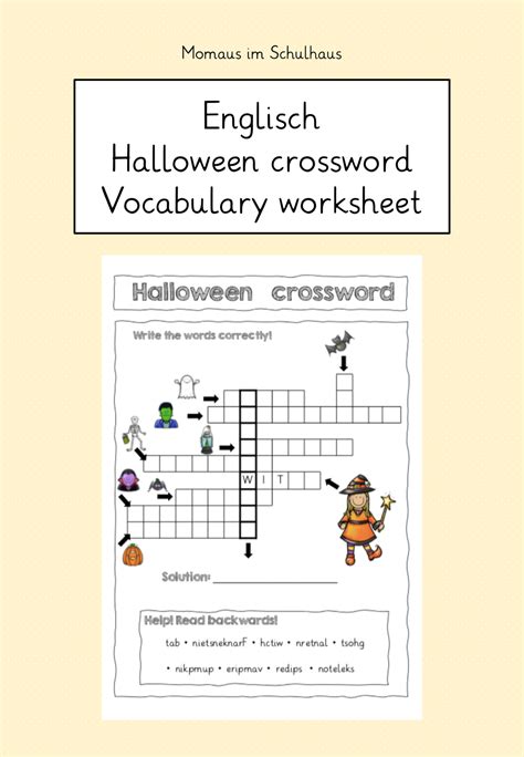 Halloween Crossword W Rter Unterrichtsmaterial Englischunterricht