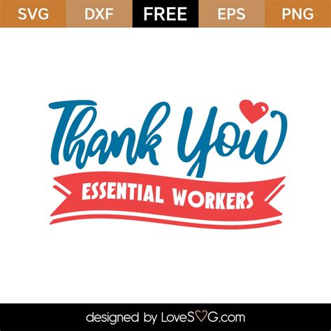 Free Thank You Essential Workers Svg Cut File