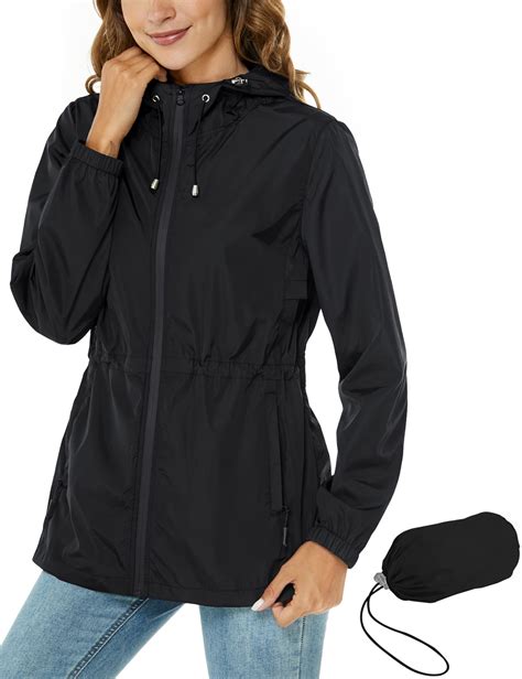 Avoogue Womens Raincoat Waterproof Rain Jacket Lightweight Packable