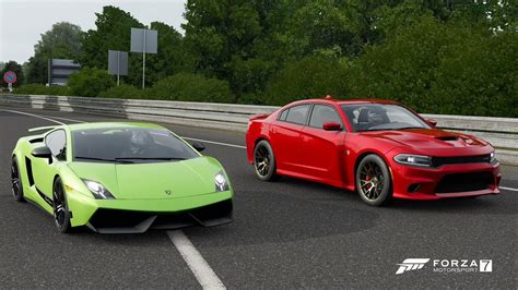 Forza Drag Race Dodge Charger Srt Hellcat Vs Lamborghini Gallardo