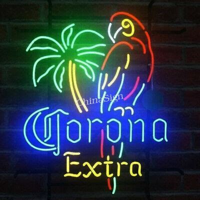 New Corona Extra Parrot Palm Tree Real Glass Neon Sign Beer Bar Light