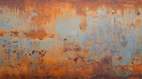 Rough Metal Plate With Severe Oxidation Stains On Its Textured Surface