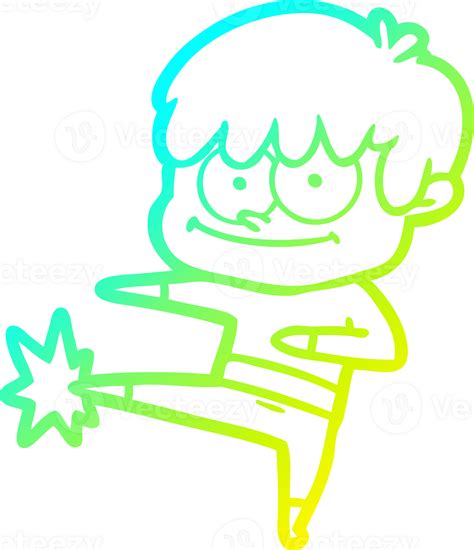 Cold Gradient Line Drawing Happy Cartoon Man 39930720 Png