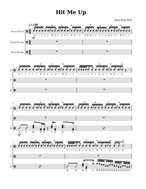 Hit Me Up Sheet Music For Snare Drum Tenor Drum Bass Drum Indoor